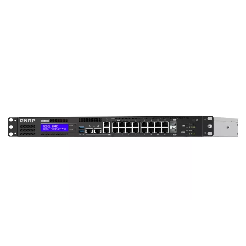 QNAP QGD-1602P Managed L2 Gigabit Ethernet (10/100/1000) Power over Ethernet (PoE) 1U Schwarz, Grau
