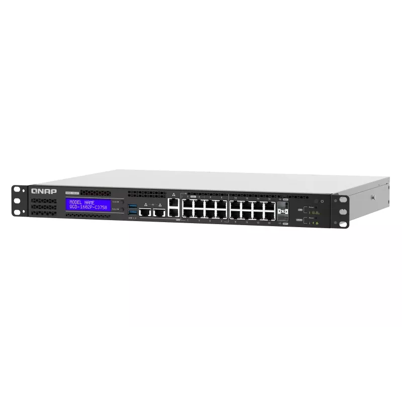 QNAP QGD-1602P Managed L2 Gigabit Ethernet (10/100/1000) Power over Ethernet (PoE) 1U Schwarz, Grau