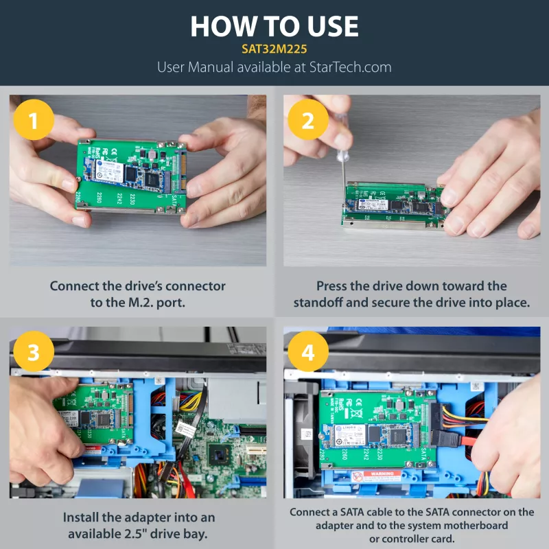 StarTech.com M.2 SATA SSD auf 2,5 Zoll SATA Adapter - M.2 NGFF zu SATA Konverter - 7mm - Open-Frame Halterung - M2 Festplattenadapter