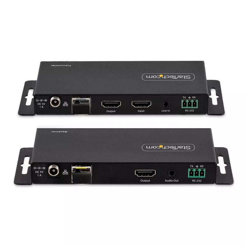 StarTech.com 4K HDMI over Fiber Extender Kit, 4K 60Hz bis zu 1000 m (Single Mode) oder 300 m (Multimode) LC Lichtwellenleiter, HDR, HDCP, 3,5 mm Audio/RS232/IR Extender, Sender- und Empfänger-Set