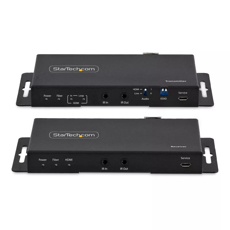 StarTech.com 4K HDMI over Fiber Extender Kit, 4K 60Hz bis zu 1000 m (Single Mode) oder 300 m (Multimode) LC Lichtwellenleiter, HDR, HDCP, 3,5 mm Audio/RS232/IR Extender, Sender- und Empfänger-Set