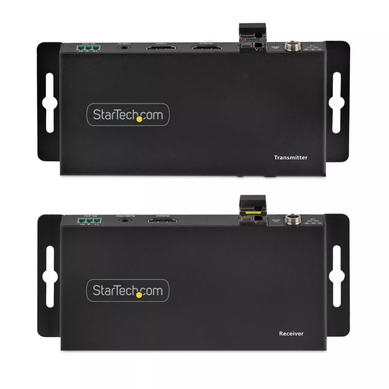 StarTech.com 4K HDMI over Fiber Extender Kit, 4K 60Hz bis zu 1000 m (Single Mode) oder 300 m (Multimode) LC Lichtwellenleiter, HDR, HDCP, 3,5 mm Audio/RS232/IR Extender, Sender- und Empfänger-Set