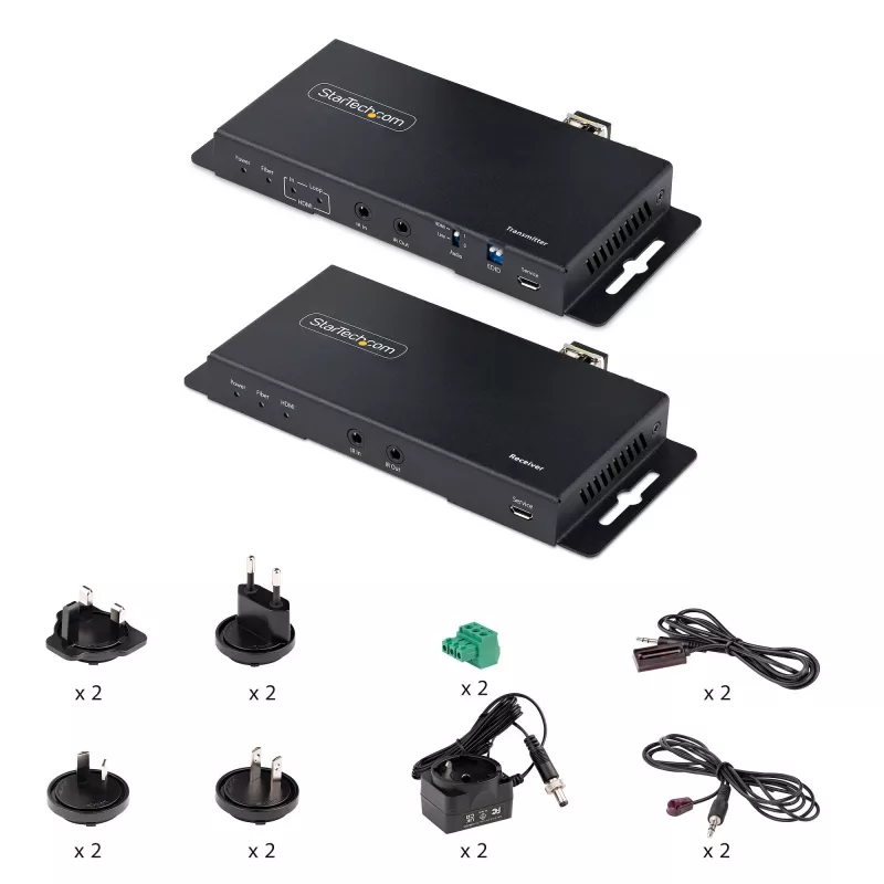 StarTech.com 4K HDMI over Fiber Extender Kit, 4K 60Hz bis zu 1000 m (Single Mode) oder 300 m (Multimode) LC Lichtwellenleiter, HDR, HDCP, 3,5 mm Audio/RS232/IR Extender, Sender- und Empfänger-Set