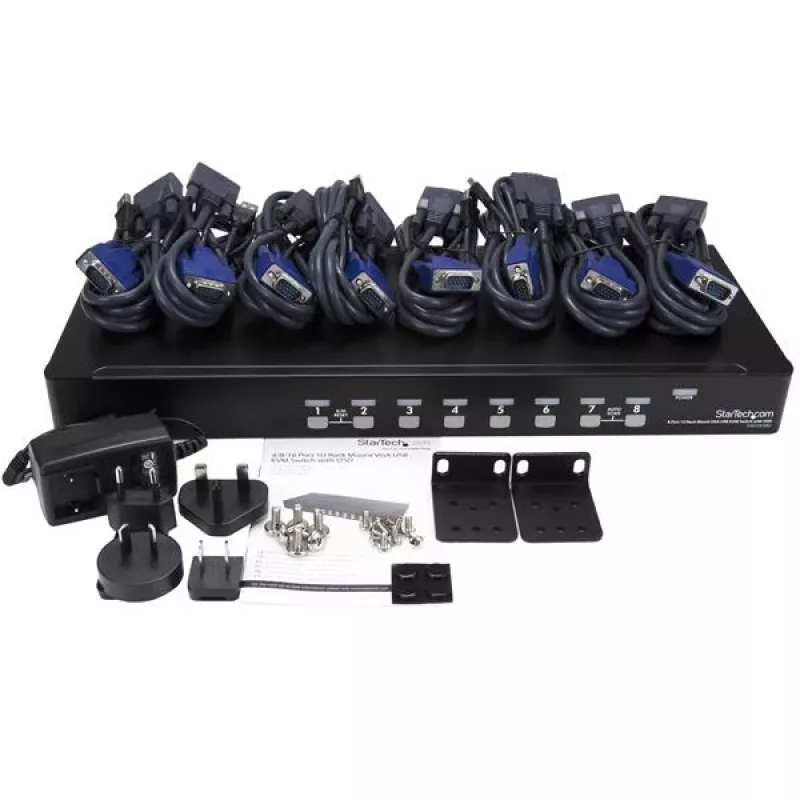 StarTech.com 8-Port 1HE Rackmount USB KVM Switch Kit mit OSD und Kabeln