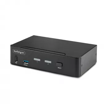 StarTech.com 2-Port DisplayPort KVM-Switch, 8K 60Hz / 4K 144Hz, Einzeldisplay, DP 1.4, 2x USB 3.0 Anschlüsse, 4x USB 2.0 HID Anschlüsse, Drucktasten- & Hotkey-Umschaltung, TAA-konform - betriebssystemunabhängig, Metallgehäuse