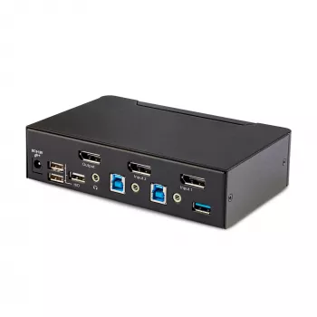 StarTech.com 2-Port DisplayPort KVM-Switch, 8K 60Hz / 4K 144Hz, Einzeldisplay, DP 1.4, 2x USB 3.0 Anschlüsse, 4x USB 2.0 HID Anschlüsse, Drucktasten- & Hotkey-Umschaltung, TAA-konform - betriebssystemunabhängig, Metallgehäuse