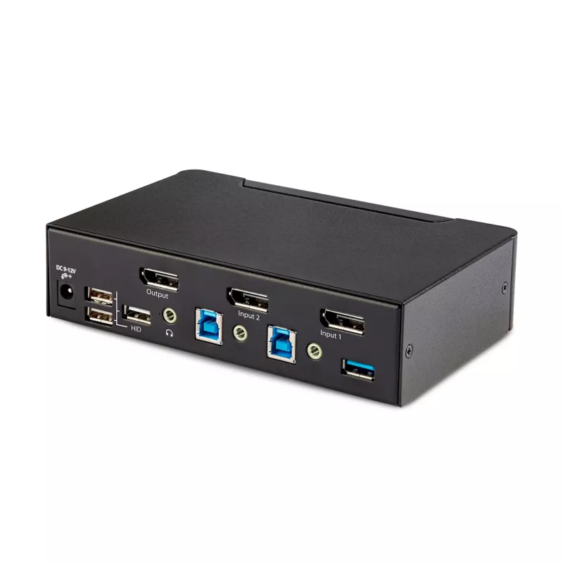 StarTech.com 2-Port DisplayPort KVM-Switch, 8K 60Hz / 4K 144Hz, Einzeldisplay, DP 1.4, 2x USB 3.0 Anschlüsse, 4x USB 2.0 HID Anschlüsse, Drucktasten- & Hotkey-Umschaltung, TAA-konform - betriebssystemunabhängig, Metallgehäuse