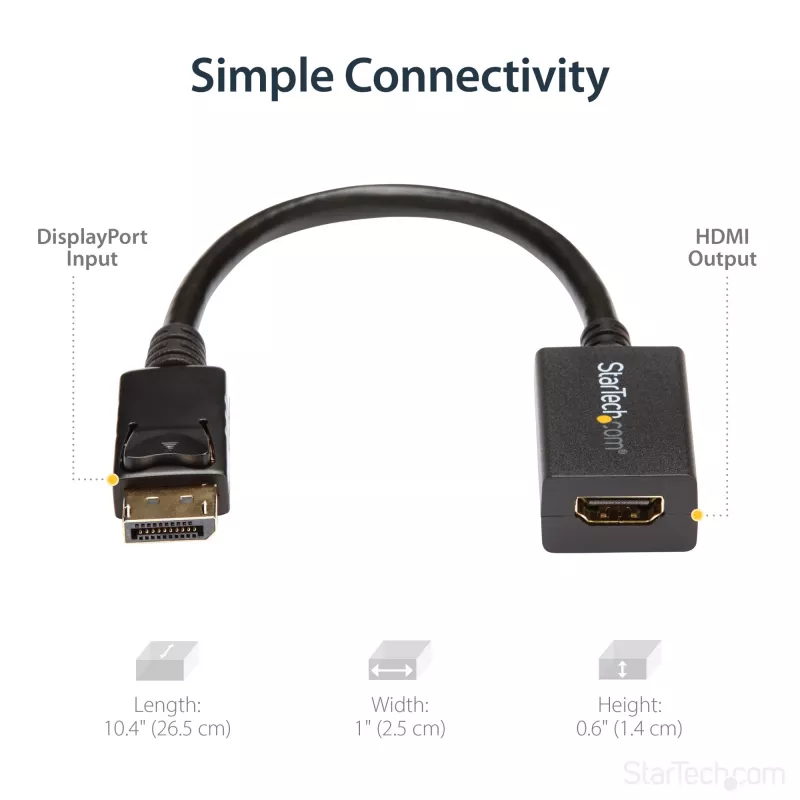 StarTech.com DisplayPort zu HDMI Adapter - DP 1.2 auf HDMI Video Konverter 1080p - DP auf HDMI Monitor/TV/Display Kabel Adapter Dongle - Passiver DP auf HDMI Adapter - Verriegelbarer DP Stecker