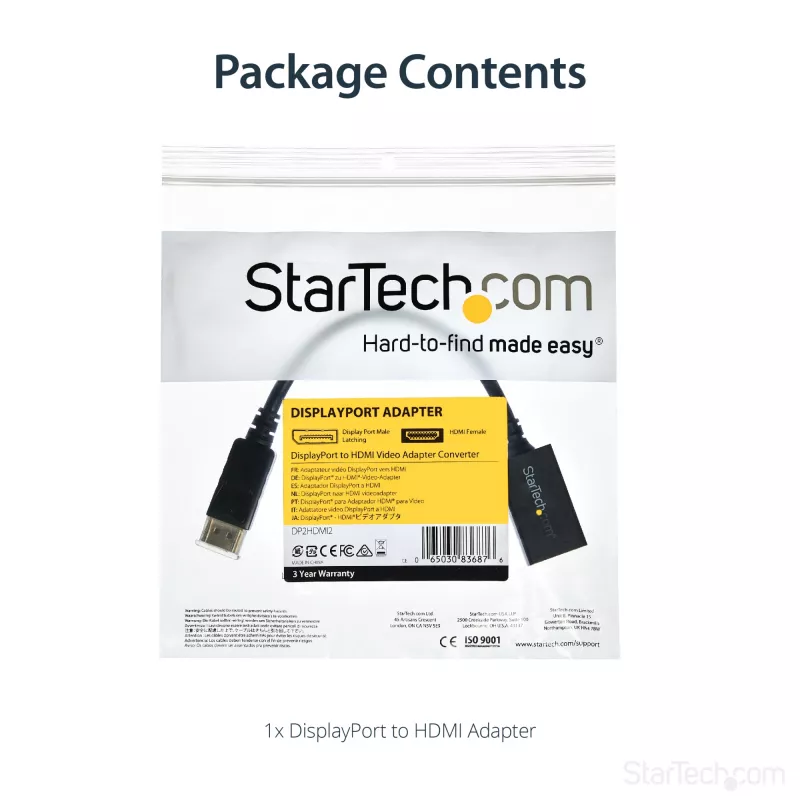 StarTech.com DisplayPort zu HDMI Adapter - DP 1.2 auf HDMI Video Konverter 1080p - DP auf HDMI Monitor/TV/Display Kabel Adapter Dongle - Passiver DP auf HDMI Adapter - Verriegelbarer DP Stecker
