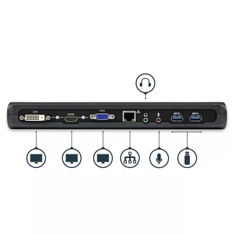 StarTech.com Dual-Monitor USB 3.0 Dockingstation mit HDMI & DVI/VGA