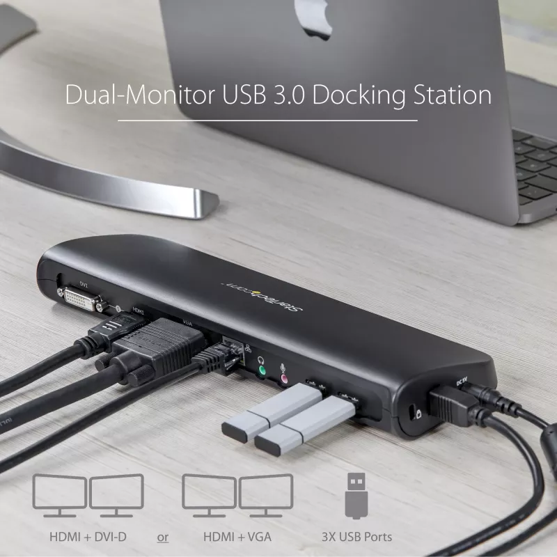 StarTech.com Dual-Monitor USB 3.0 Dockingstation mit HDMI & DVI/VGA