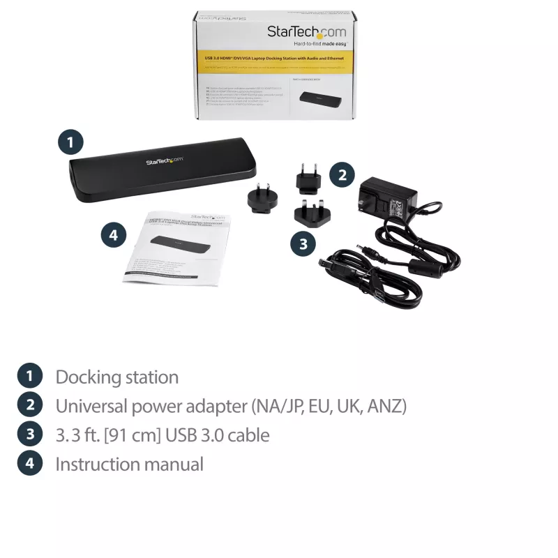StarTech.com Dual-Monitor USB 3.0 Dockingstation mit HDMI & DVI/VGA