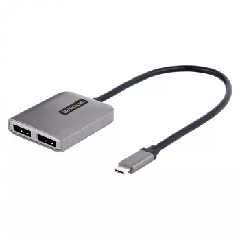 StarTech.com USB-C zu Dual DisplayPort 1.4 Adapter, USB Type-C Multi-Monitor MST Hub, Dual 5K 60Hz DP Laptop Display Extender / Splitter, HDR, Extra langes integriertes Kabel – nur Windows