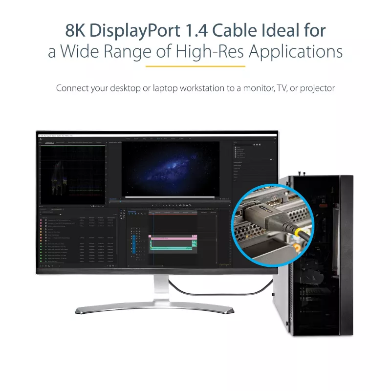 StarTech.com 13ft (4m) VESA-zertifiziertes DisplayPort 1.4 Kabel – 8K 60Hz HDR10 – Ultra HD 4K 120Hz Video – DP 1.4 Kabel/Kordel – für Monitore/Displays – DisplayPort-auf-DisplayPort-Kabel – M/M