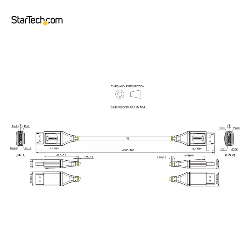 StarTech.com 13ft (4m) VESA-zertifiziertes DisplayPort 1.4 Kabel – 8K 60Hz HDR10 – Ultra HD 4K 120Hz Video – DP 1.4 Kabel/Kordel – für Monitore/Displays – DisplayPort-auf-DisplayPort-Kabel – M/M