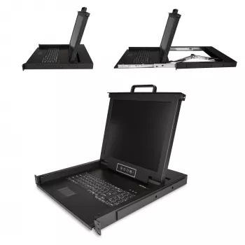StarTech.com Rackmount KVM Console - Single Port VGA KVM mit 17-Zoll-LCD-Monitor für Server-Rack - Voll ausgestattete universelle 1U LCD KVM Drawer mit Kabeln & Hardware - USB-Unterstützung - 50.000 MTBF