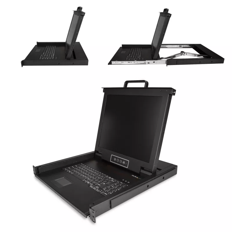 StarTech.com Rackmount KVM Console - Single Port VGA KVM mit 17-Zoll-LCD-Monitor für Server-Rack - Voll ausgestattete universelle 1U LCD KVM Drawer mit Kabeln & Hardware - USB-Unterstützung - 50.000 MTBF