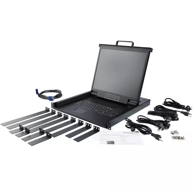 StarTech.com Rackmount KVM Console - Single Port VGA KVM mit 17-Zoll-LCD-Monitor für Server-Rack - Voll ausgestattete universelle 1U LCD KVM Drawer mit Kabeln & Hardware - USB-Unterstützung - 50.000 MTBF