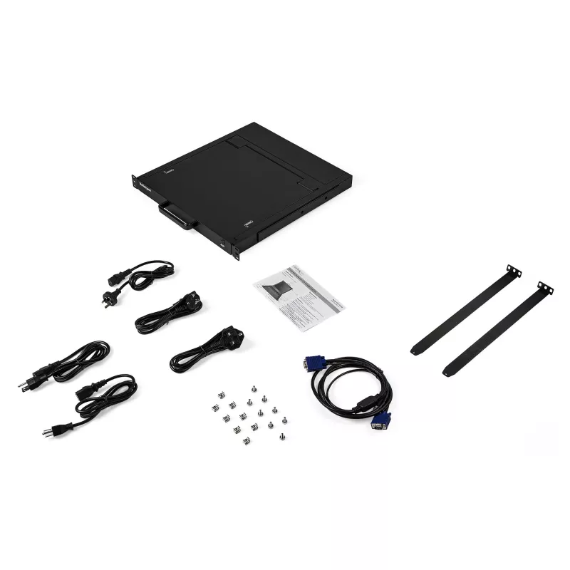 StarTech.com Rackmount KVM Console - Single Port VGA KVM mit 17-Zoll-LCD-Monitor für Server-Rack - Voll ausgestattete universelle 1U LCD KVM Drawer mit Kabeln & Hardware - USB-Unterstützung - 50.000 MTBF