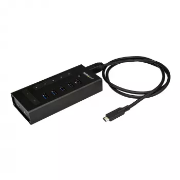 StarTech.com HB30C5A2CST 7-Port-USB-3.0-Hub, USB-C auf 5x USB-A und 2x USB-C, Schnellladeport, industriell, Metall
