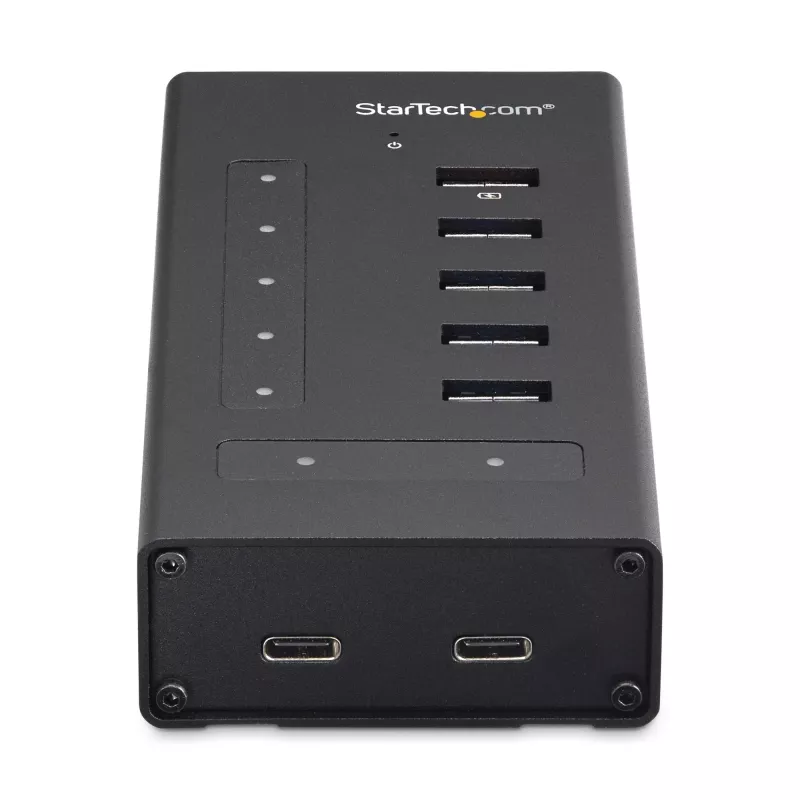 StarTech.com 7 Port USB C Hub - USB Type-C zu 2x USB-C/5x USB-A - Kommerzieller Metall USB 3.0 Hub - SuperSpeed USB 3.2 Gen 1 (5 Gbit/s) - Selbstversorgt - BC 1.2 Schnellladung - Montierbar/Robust