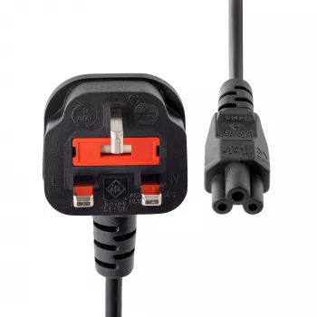 StarTech.com 3ft (1m) UK Laptop-Netzkabel, BS 1363 auf C5 (Kleeblatt), 2,5A 250V, 18AWG, UK Laptop-Ersatzkabel, Drucker-Netzkabel, Laptop-Ladekabel, Laptop-Netzteilkabel
