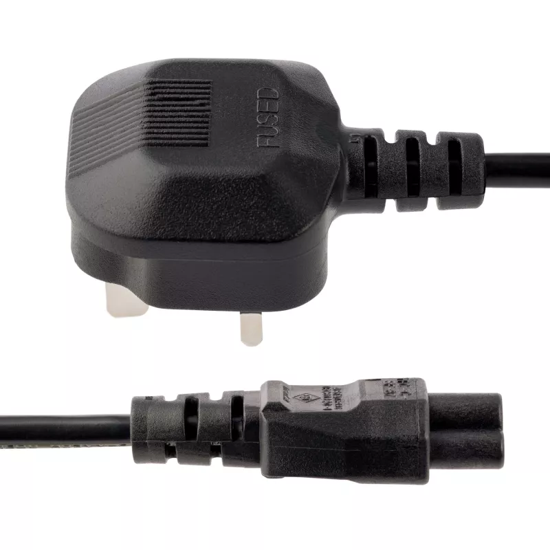 StarTech.com 3ft (1m) UK Laptop-Netzkabel, BS 1363 auf C5 (Kleeblatt), 2,5A 250V, 18AWG, UK Laptop-Ersatzkabel, Drucker-Netzkabel, Laptop-Ladekabel, Laptop-Netzteilkabel