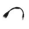 StarTech.com Headset-Adapter für Headsets mit getrennten Kopfhörer-/Mikrofonsteckern – 3,5 mm 4-polig auf 2x 3-polig 3,5 mm Stecker/Buchse