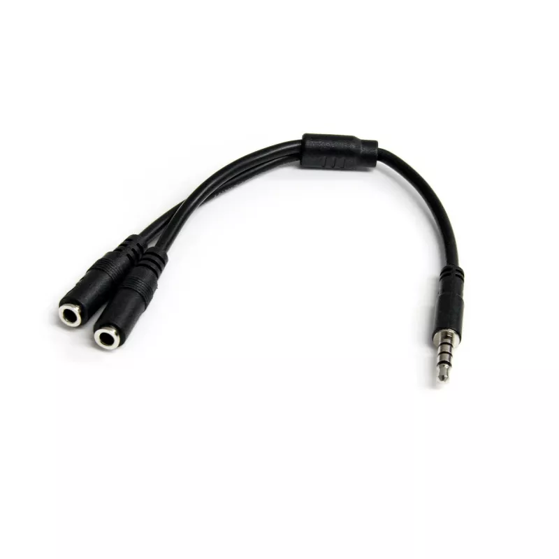 StarTech.com Headset-Adapter für Headsets mit getrennten Kopfhörer-/Mikrofonsteckern – 3,5 mm 4-polig auf 2x 3-polig 3,5 mm Stecker/Buchse