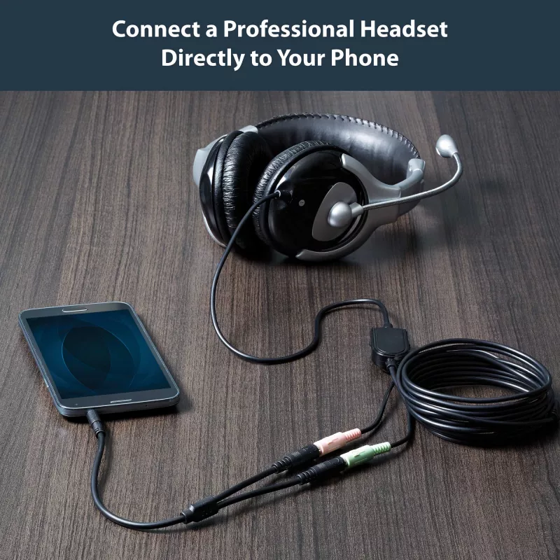 StarTech.com Headset-Adapter für Headsets mit getrennten Kopfhörer-/Mikrofonsteckern – 3,5 mm 4-polig auf 2x 3-polig 3,5 mm Stecker/Buchse