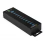 StarTech.com 10-Port USB 3.0 Hub mit Netzteil - Industrieller USB-A-Hub aus Metall mit ESD- und 350-W-Überspannungsschutz – Hutschienen-/Wand-/Tischmontage – High-Speed USB 3.2 Gen 1 (5 Gbit/s) Hub