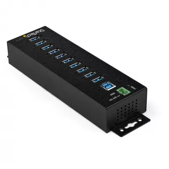 StarTech.com 10-Port USB 3.0 Hub mit Netzteil - Industrieller USB-A-Hub aus Metall mit ESD- und 350-W-Überspannungsschutz – Hutschienen-/Wand-/Tischmontage – High-Speed USB 3.2 Gen 1 (5 Gbit/s) Hub