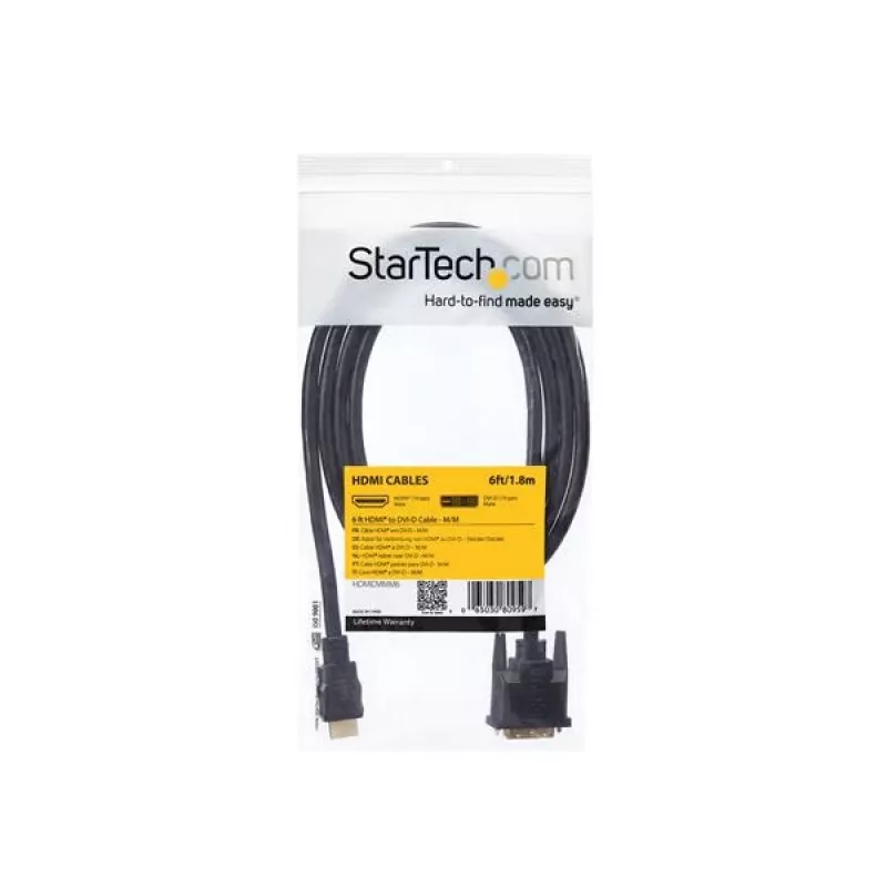StarTech.com 6 ft HDMI zu DVI-D Kabel - M/M, 1,8 m, HDMI, DVI-D, Stecker, Stecker, Gerade