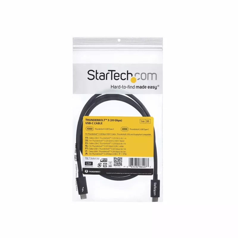 StarTech.com 1m Thunderbolt 3 (20Gbps) USB-C-Kabel – Thunderbolt, USB und DisplayPort kompatibel