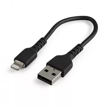 StarTech.com 15 cm langlebiges schwarzes USB-A-auf-Lightning-Kabel – robustes Aramidfaser-USB-Typ-A-auf-Lightning-Lade-/Sync-Netzkabel – Apple MFi-zertifiziert für iPad/iPhone 12