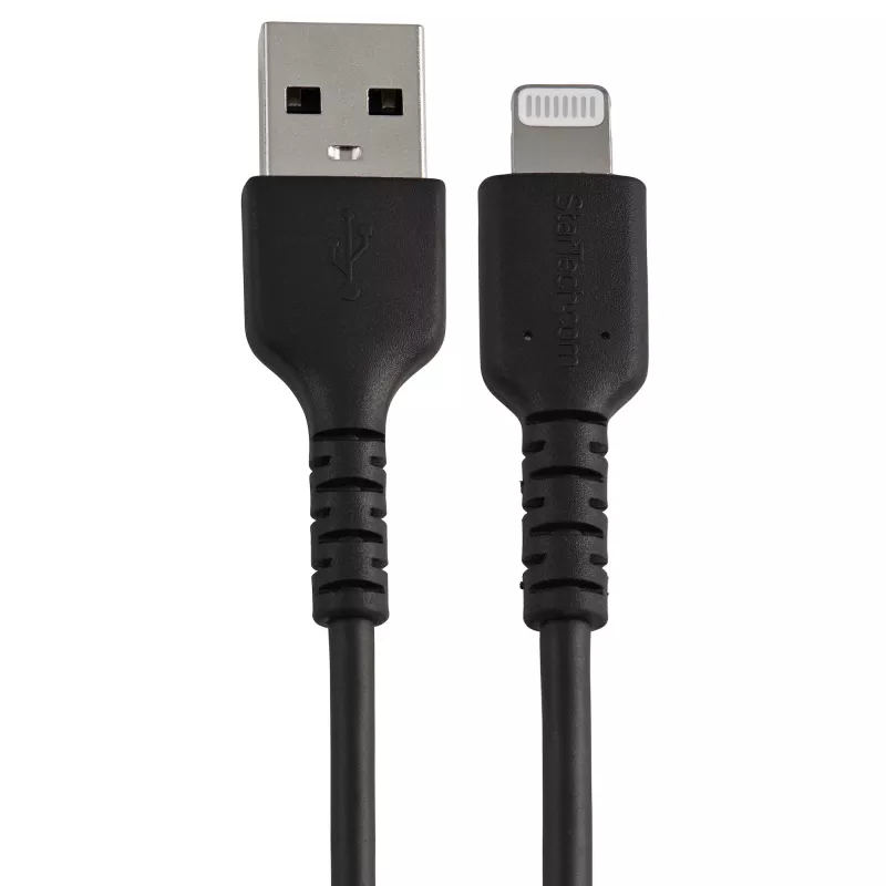 StarTech.com 15 cm langlebiges schwarzes USB-A-auf-Lightning-Kabel – robustes Aramidfaser-USB-Typ-A-auf-Lightning-Lade-/Sync-Netzkabel – Apple MFi-zertifiziert für iPad/iPhone 12