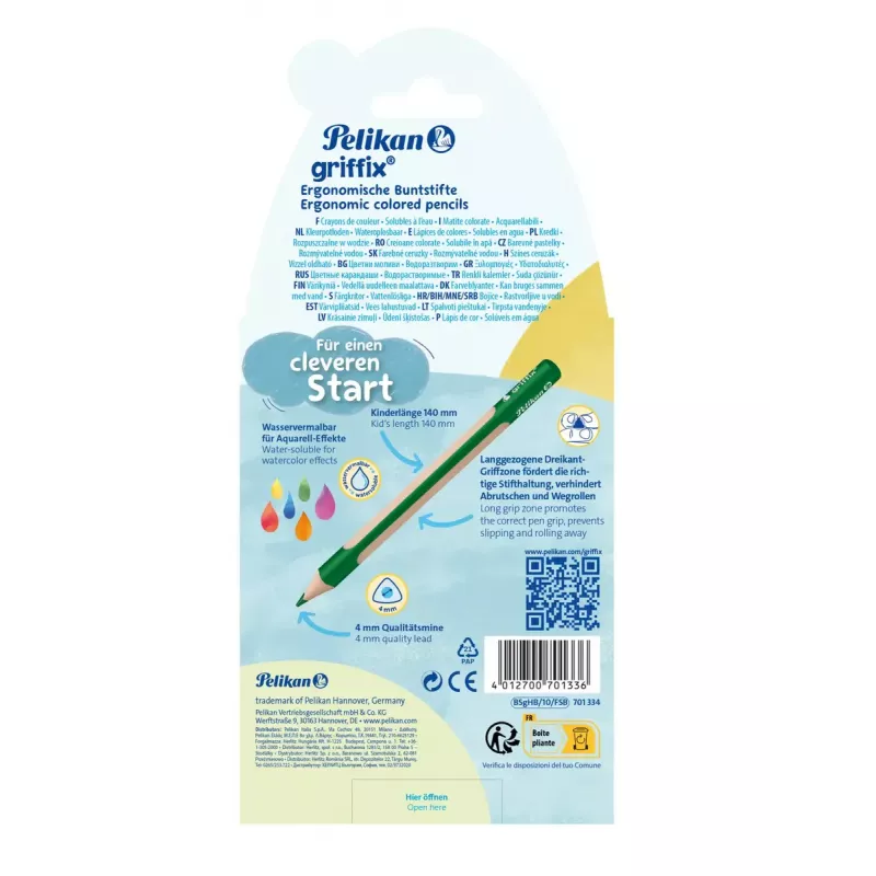Aquarellstift Pelikan griffix Mehrfarbig 10 Stk.