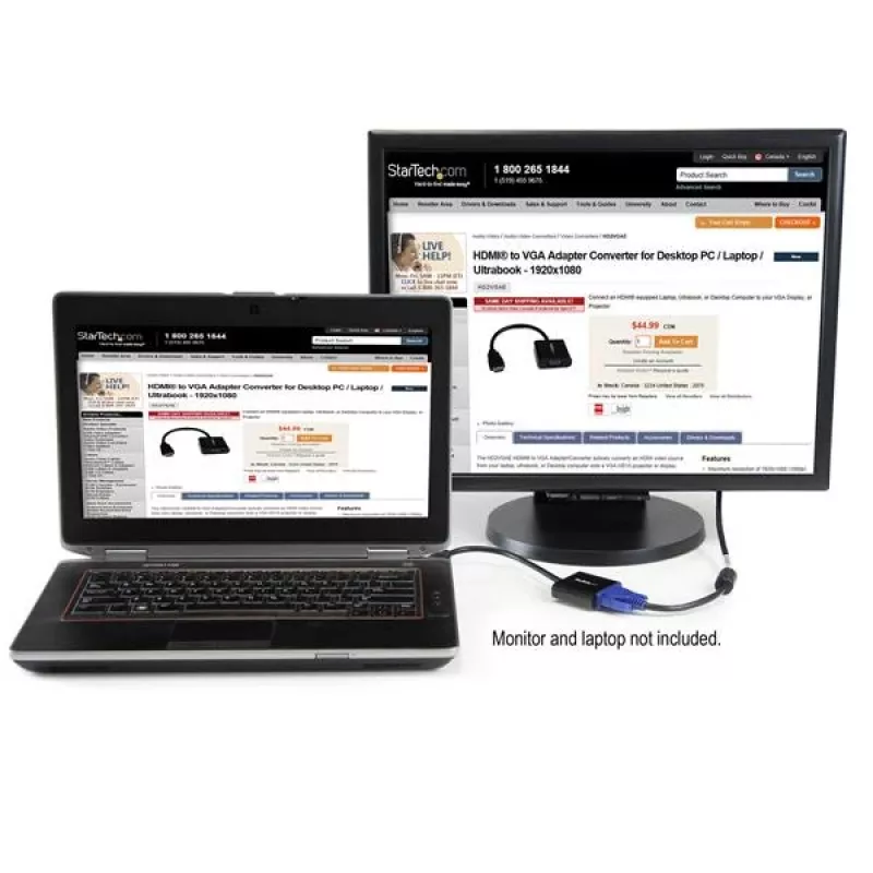 StarTech.com HDMI-auf-VGA-Adapterkonverter für Desktop-PC / Laptop / Ultrabook – 1920x1080