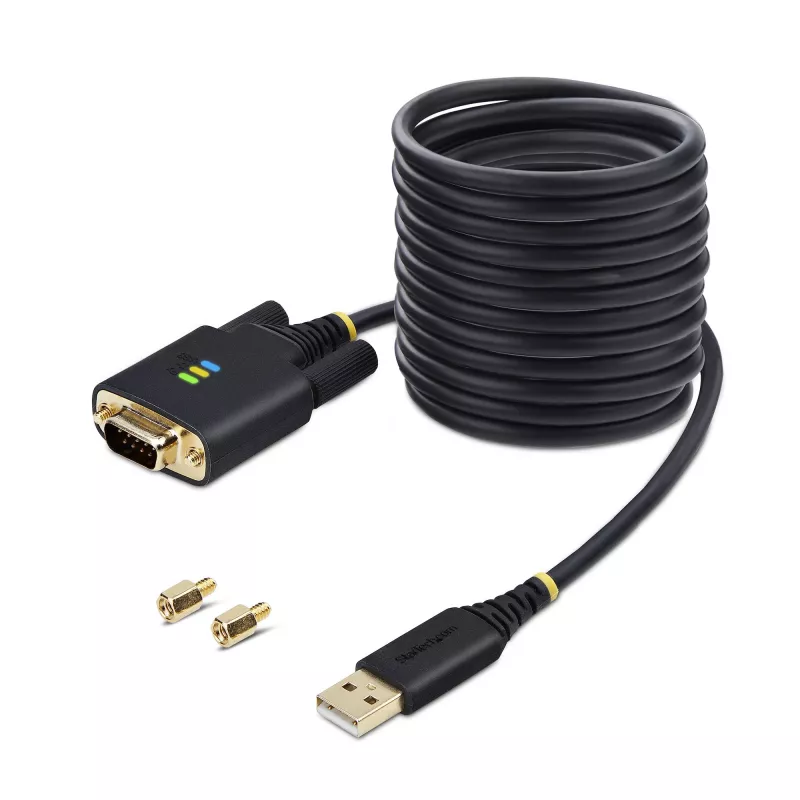 StarTech.com 3 m USB-auf-Seriell-Adapterkabel, COM-Erhalt, austauschbare Schrauben/Muttern, USB-A auf DB9 RS232, FTDI IC, ESD-Schutz, Windows/macOS/Linux