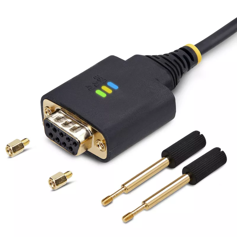 StarTech.com 1m USB zu Nullmodem Serielladapterkabel, austauschbare DB9-Schrauben/Muttern, COM Retention, USB-A zu RS232, FTDI, Level-4 ESD-Schutz, Windows/macOS/ChromeOS/Linux – robuste TPE-Konstruktion