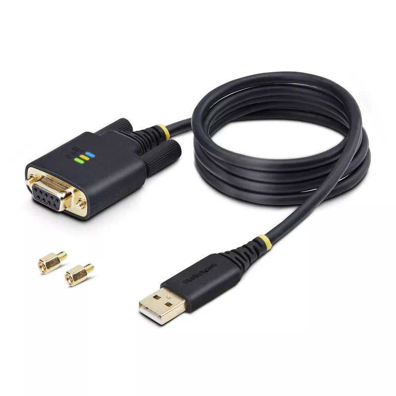 StarTech.com 1m USB zu Nullmodem Serielladapterkabel, austauschbare DB9-Schrauben/Muttern, COM Retention, USB-A zu RS232, FTDI, Level-4 ESD-Schutz, Windows/macOS/ChromeOS/Linux – robuste TPE-Konstruktion