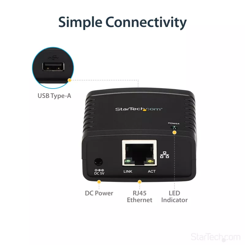 StarTech.com 10/100Mbps Ethernet-auf-USB-2.0-Netzwerk-LPR-Druckserver