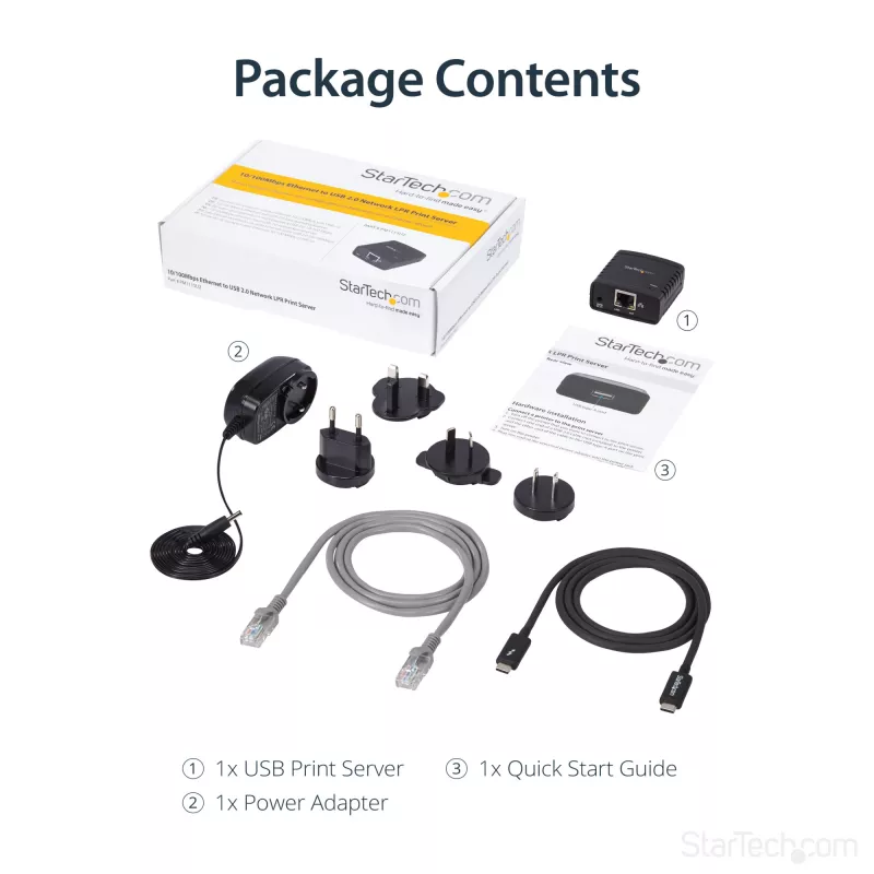 StarTech.com 10/100Mbps Ethernet-auf-USB-2.0-Netzwerk-LPR-Druckserver