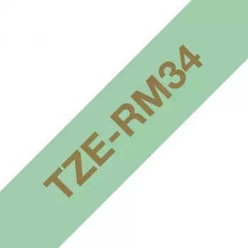 Brother TZE-RM34 Beschriftungsband Gold auf Minzgrün