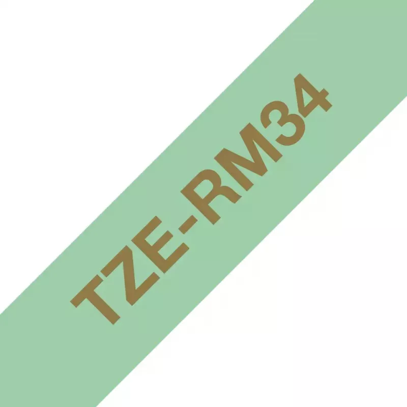Brother TZE-RM34 Beschriftungsband Gold auf Minzgrün