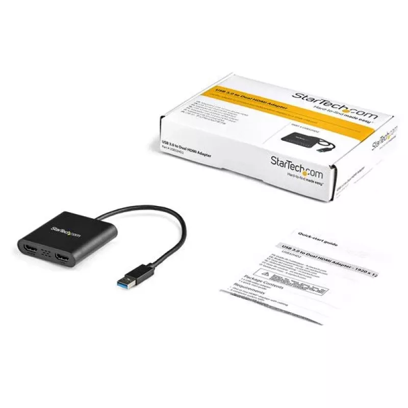 StarTech.com USB 3.0 auf Dual HDMI Adapter, USB auf 2x HDMI Monitor Konverter für Windows (keine Unterstützung für macOS/ChromeOS/Linux) - TAA