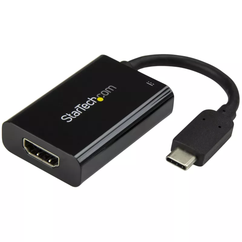 StarTech.com USB C zu HDMI 2.0 Adapter mit Power Delivery - 4K 60Hz USB Typ-C auf HDMI Display Video Konverter - 60W PD Durchgangsladeanschluss - Thunderbolt 3 kompatibel - Schwarz