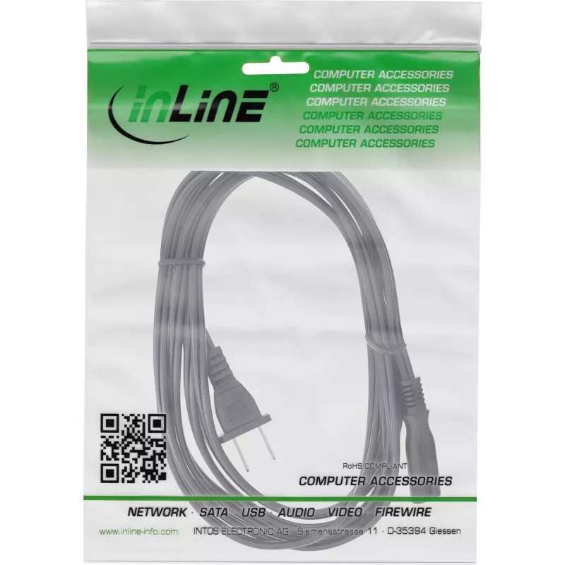 InLine Netzkabel Stecker USA / Buchse Euro 8, 1,8 m