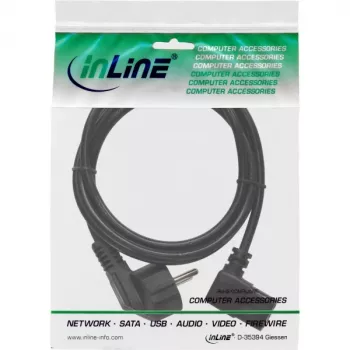 InLine Netzkabel, CEE 7/7 gewinkelt / 3-polig IEC C13 Stecker gewinkelt, 3 m
