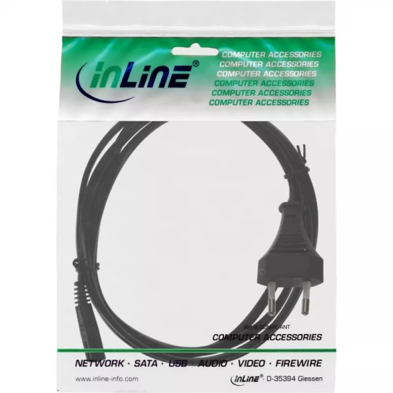 InLine Netzkabel, Eurostecker / Euro8-Stecker, schwarz, 1,5m